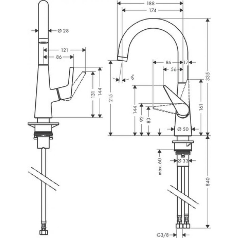Смеситель для кухни сталь Hansgrohe Talis M51 72814800