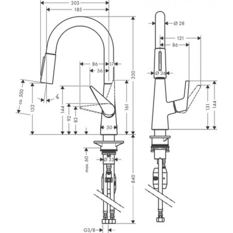 Смеситель для кухни хром Hansgrohe Talis M51 72815000