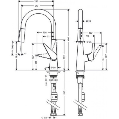Смеситель для кухни хром Hansgrohe Talis M51 72817000