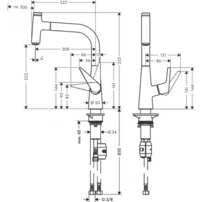 Смеситель для кухни сталь Hansgrohe Talis S 72822800