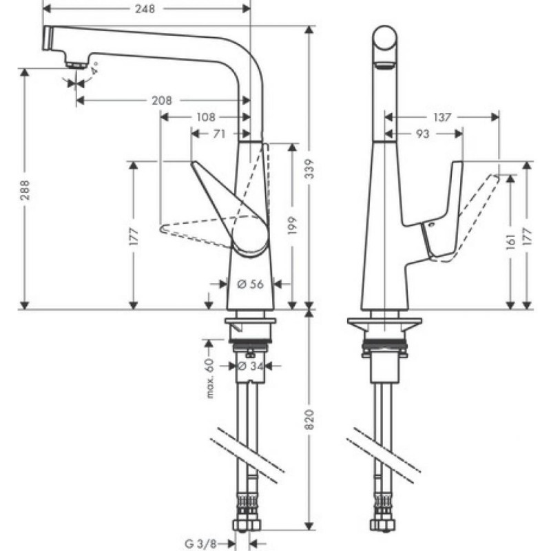 Смеситель для кухни хром Hansgrohe Talis M51 72825000