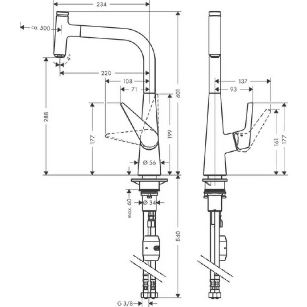 Смеситель для кухни хром Hansgrohe Talis M51 72826000