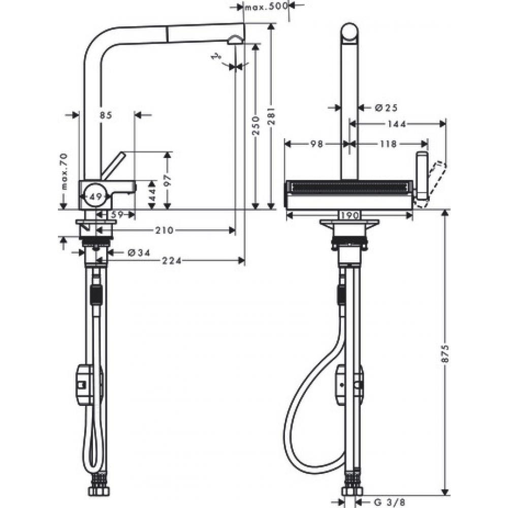Смеситель для кухни чёрный Hansgrohe Aquno Select M81 73836670