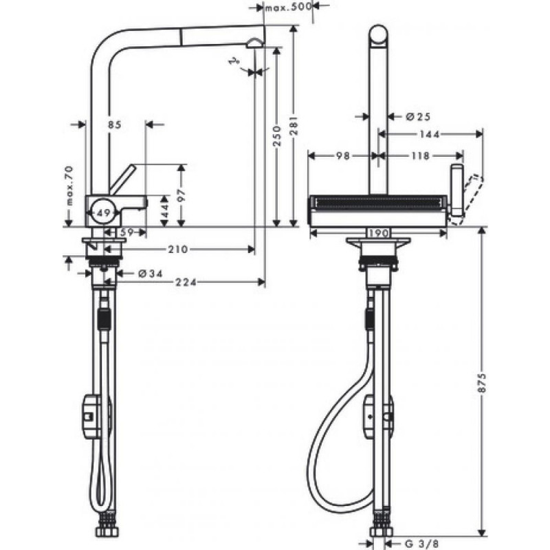 Смеситель для кухни сталь Hansgrohe Aquno Select M81 73836800