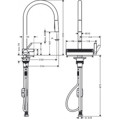 Смеситель для кухни чёрный Hansgrohe Aquno Select M81 73837670