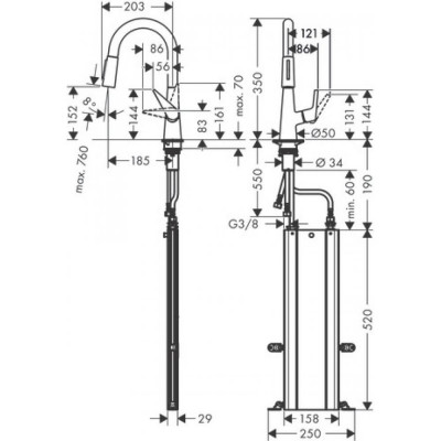 Смеситель для кухни сталь Hansgrohe Talis M51 73850800