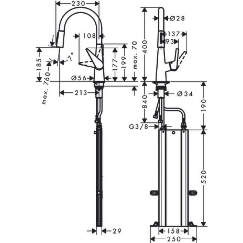 Смеситель для кухни хром Hansgrohe Talis M51 73851000
