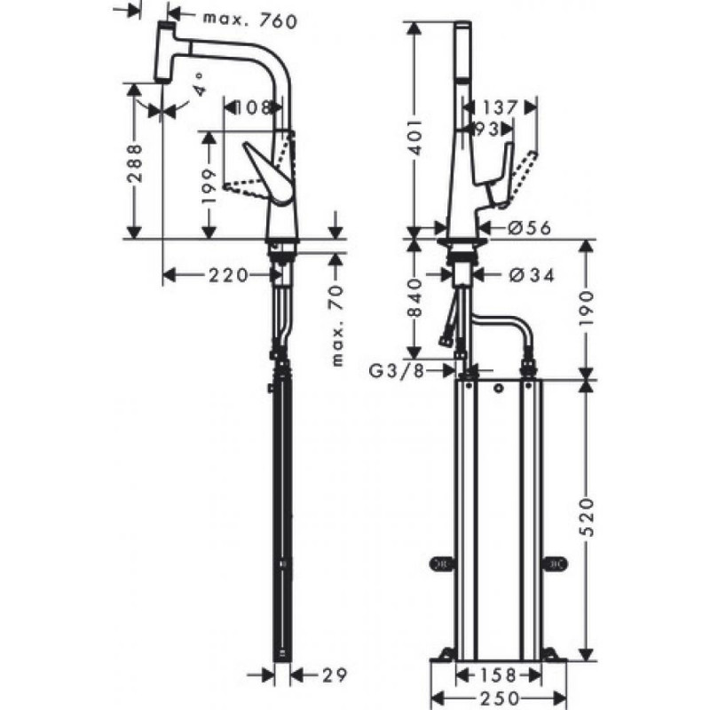 Смеситель для кухни сталь Hansgrohe Talis M51 73853800