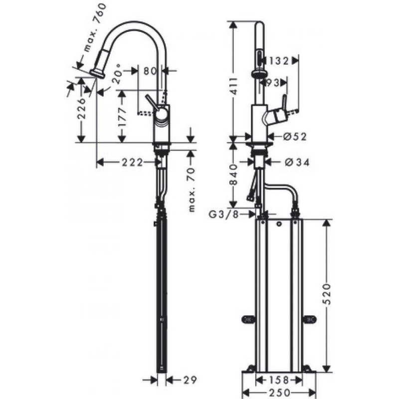 Смеситель для кухни сталь Hansgrohe Talis M52 73863800