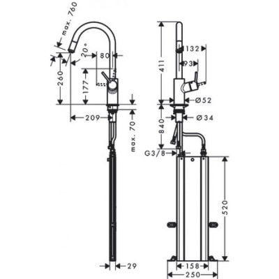 Смеситель для кухни сталь Hansgrohe Talis M52 73864800