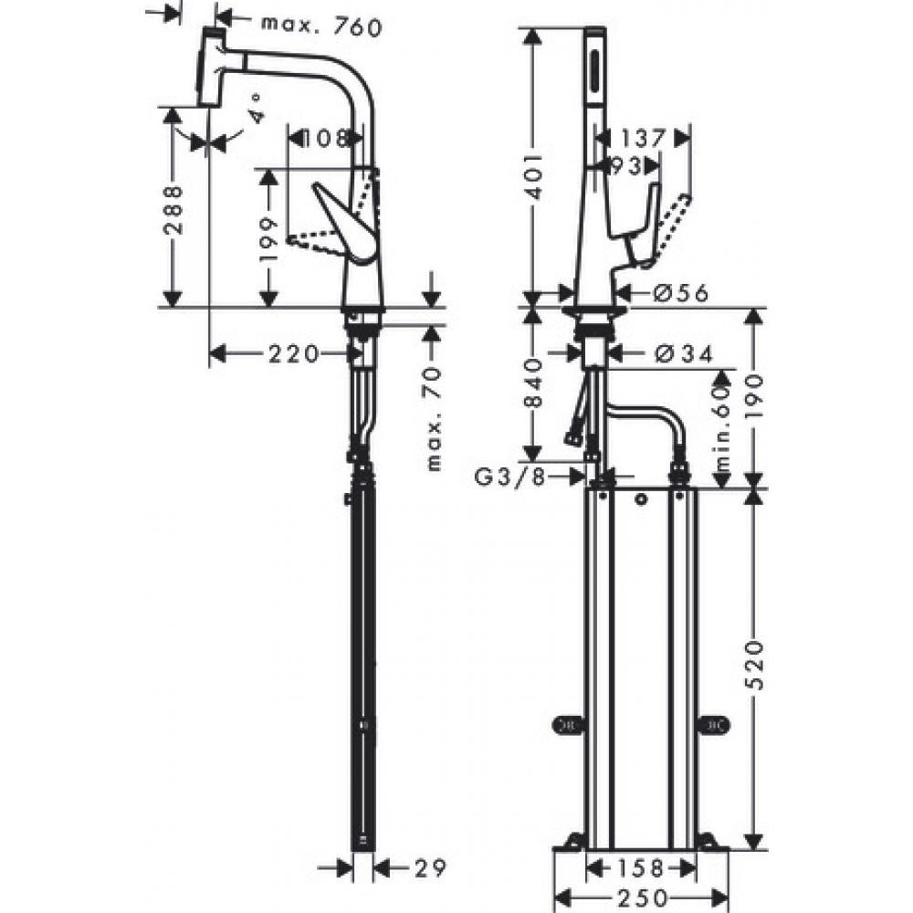 Смеситель для кухни хром Hansgrohe Talis M51 73867000