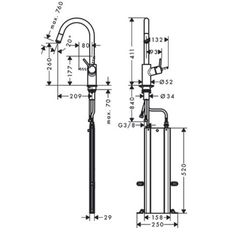 Смеситель для кухни хром Hansgrohe Talis M52 73878000