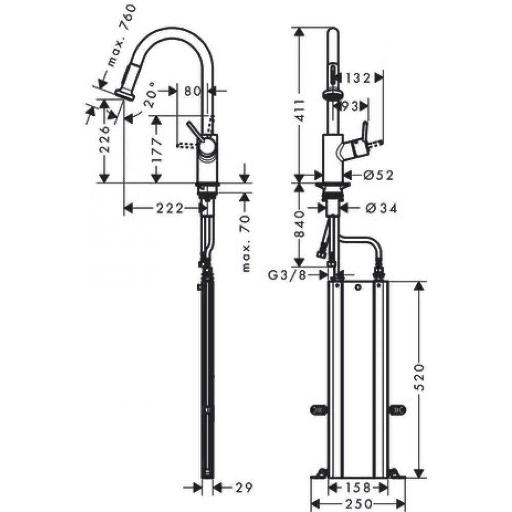 Смеситель для кухни хром Hansgrohe Talis M52 73879000
