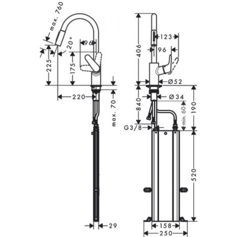 Смеситель для кухни хром Hansgrohe Focus M41 73880000