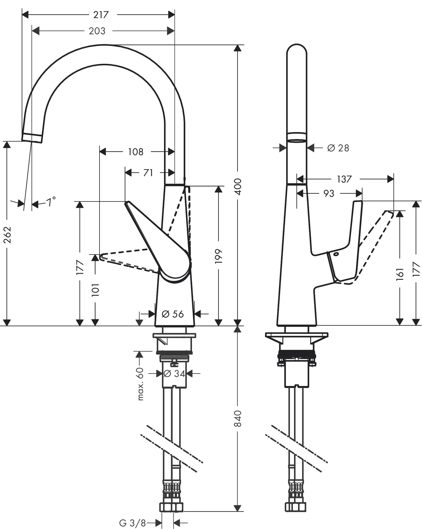 Смеситель для кухни сталь Hansgrohe Talis M51 72816800