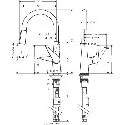 Смеситель для кухни сталь Hansgrohe Talis M51 72817800