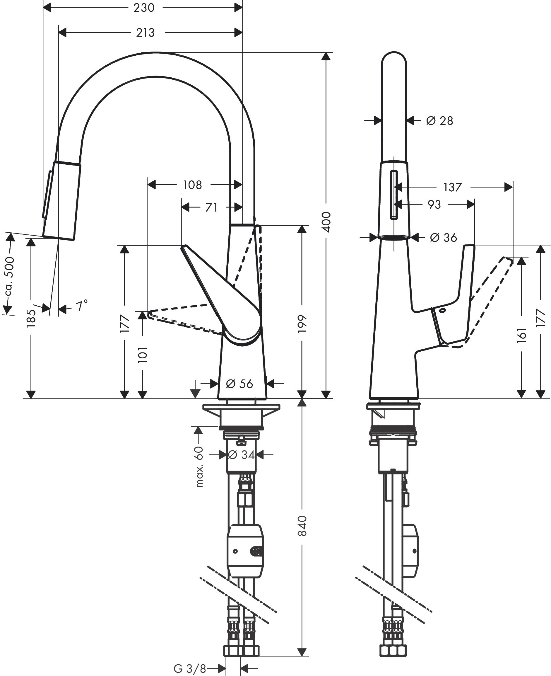 Смеситель для кухни сталь Hansgrohe Talis M51 72817800