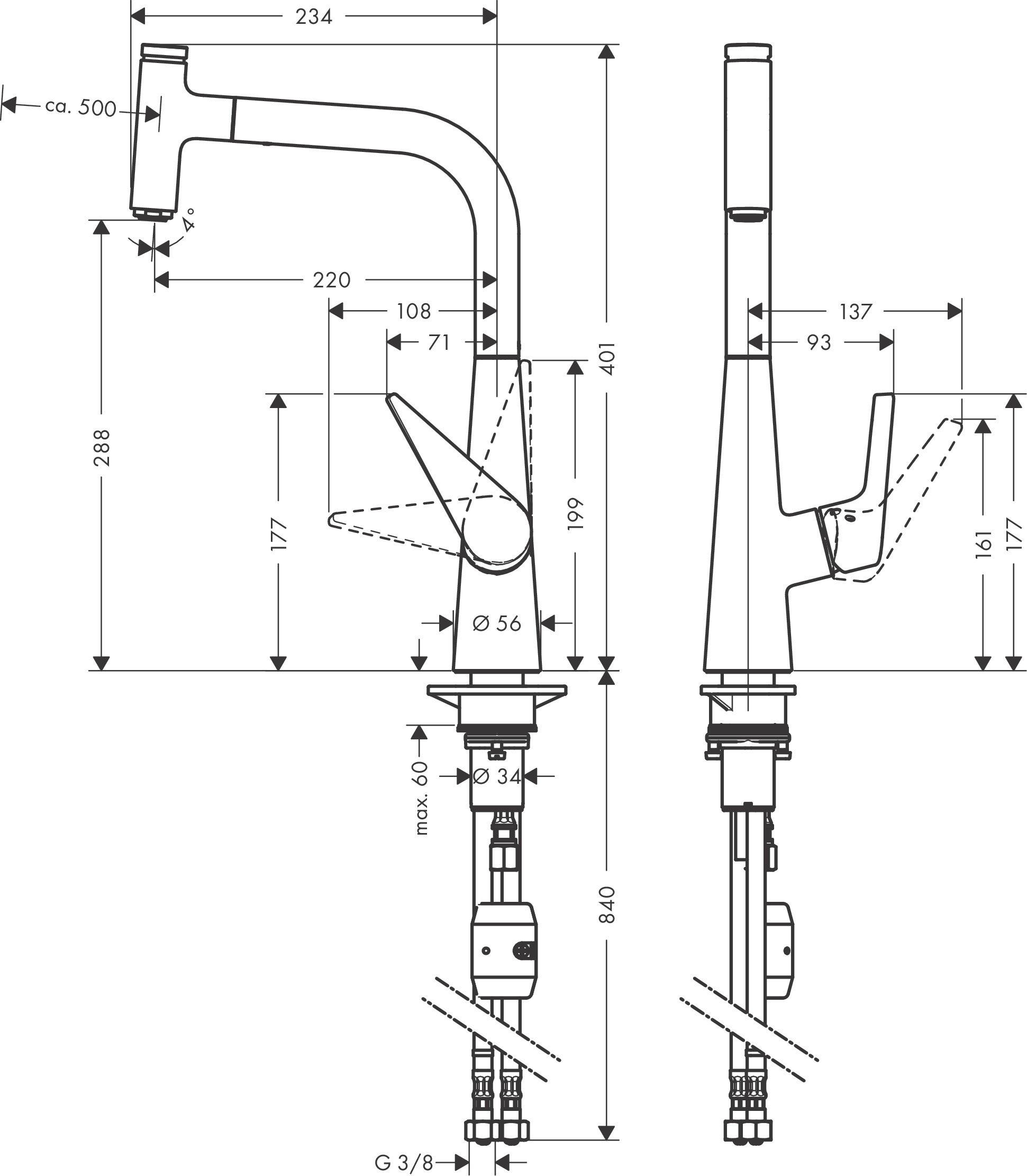 Смеситель для кухни сталь Hansgrohe Talis M51 72826800