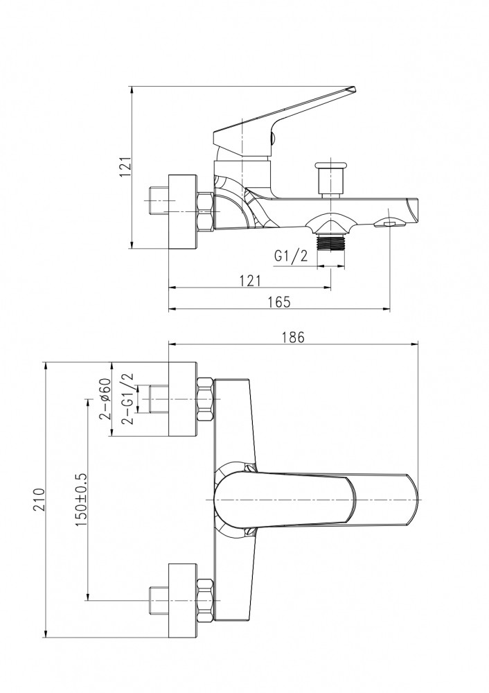 Смеситель для ванны хром Cersanit Flavis A63035
