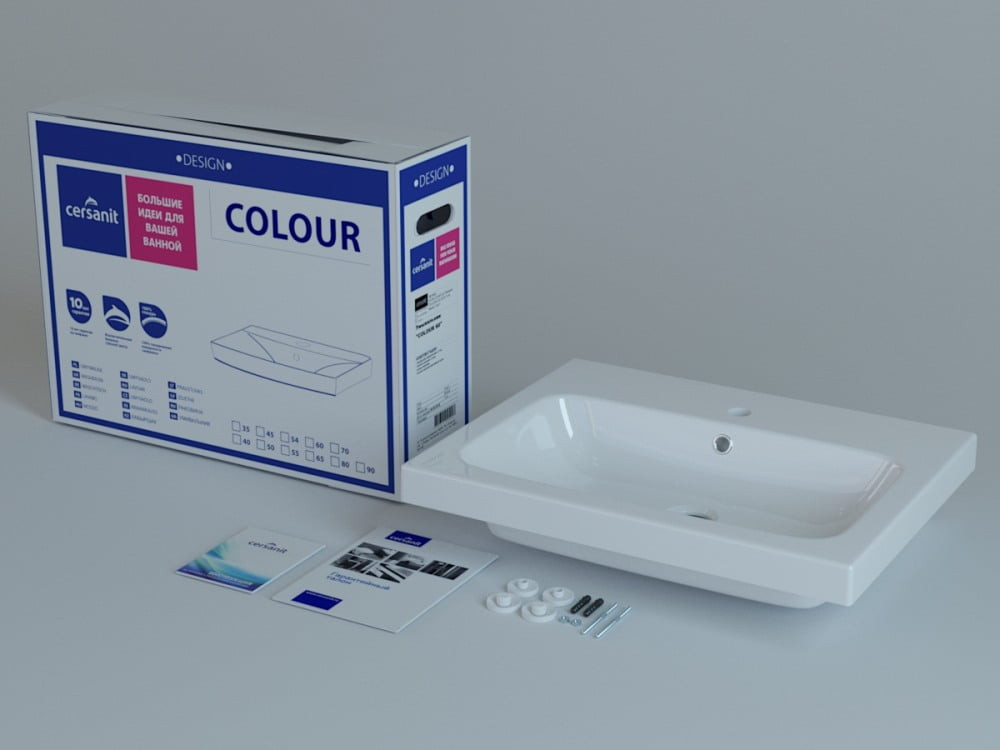 Раковина подвесная белая 60см Cersanit Colour UM-COL60/1