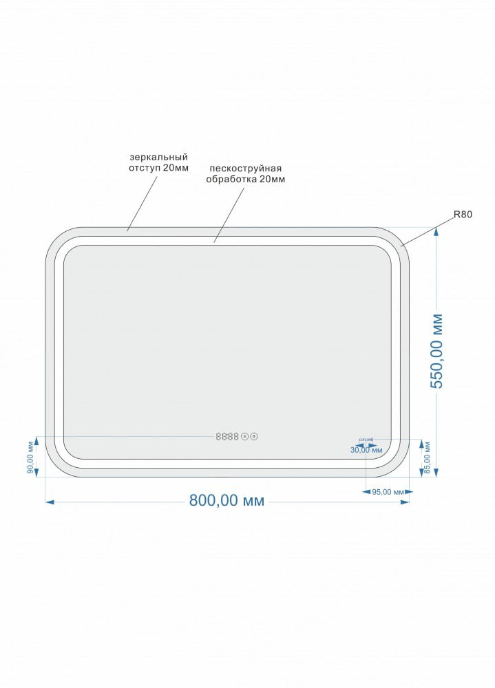 Зеркало с подсветкой 80x55см Cersanit LED LU-LED050*80-p-Os