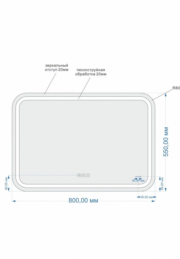 Зеркало с подсветкой 80x55см Cersanit LED LU-LED051*80-p-Os