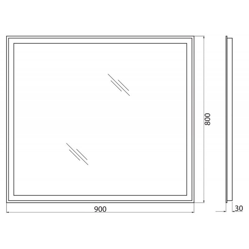 Зеркало BelBagno SPC-GRT-900-800-LED-BTN с встроенным светильником и кнопочным выключателем