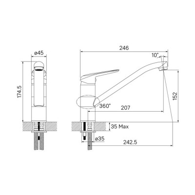 Смеситель для кухни хром Iddis Male MALBN00i05
