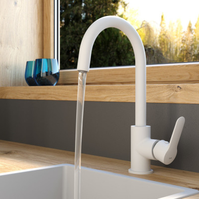 Смеситель для кухни белый Iddis Cuba CUBWTFJi05