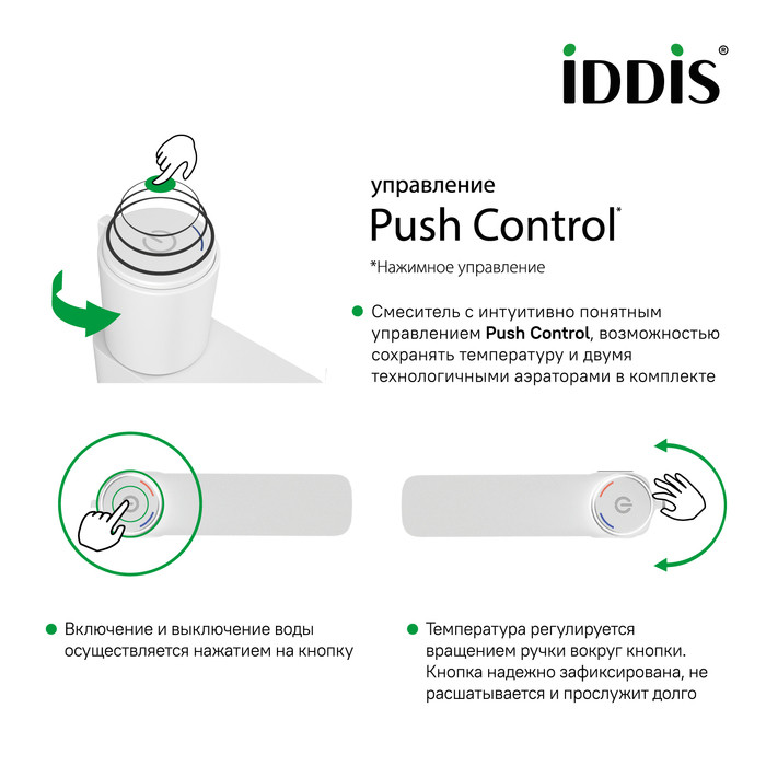 Смеситель для раковины белый Iddis Slide SLIWTBTi01