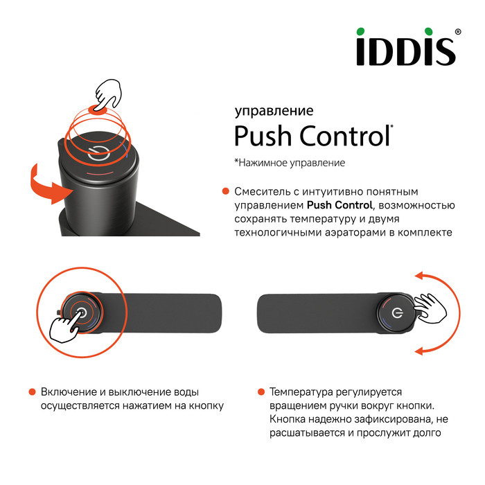 Смеситель для раковины графит Iddis Slide SLIGMBTi01