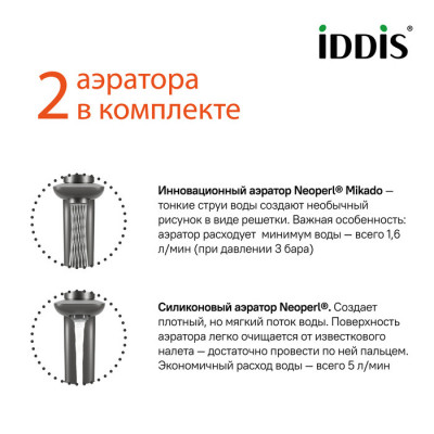 Смеситель для раковины графит Iddis Slide SLIGMBTi01