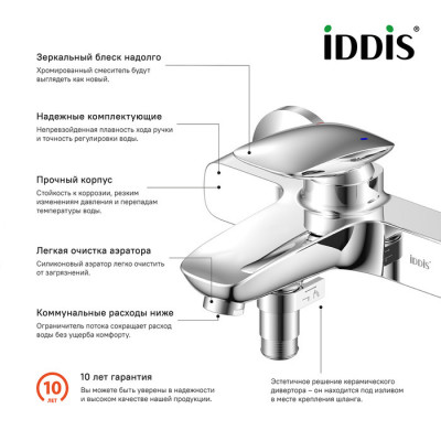 Смеситель для ванны хром Iddis Stone STOSB00i02WA