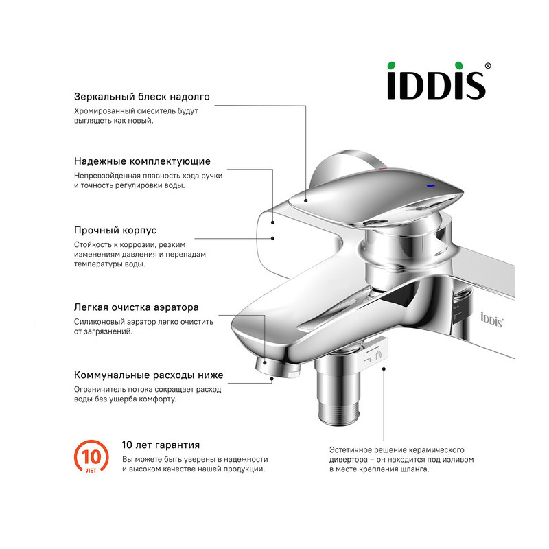 Смеситель для ванны хром Iddis Stone STOSB00i02WA