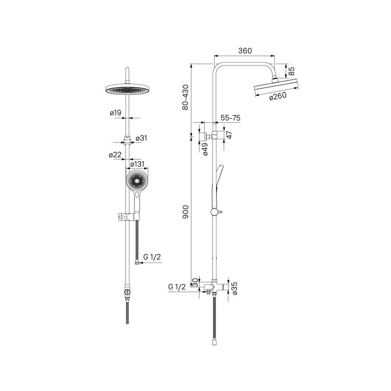Душевой гарнитур хром Iddis Spahome SPA3F0Ci76
