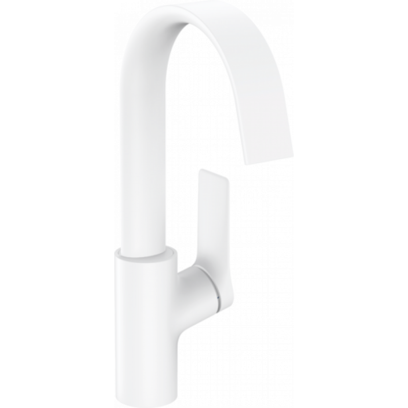 Смеситель для раковины Hansgrohe Vivenis, однорычажный, 210 с поворотным изливом, со сливным гарнитуром 75030700, матовый белый