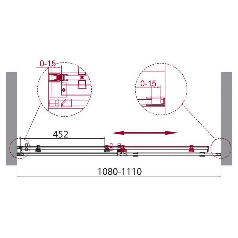 Душевая дверь 110х195см Belbagno Acqua ACQUA-BF-1-110-C-Cr