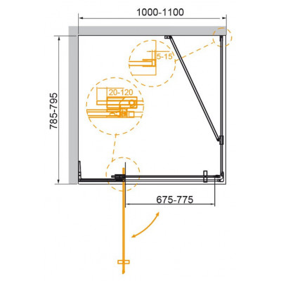 Душевой уголок 80x100-110x195см Cezares Slider SLIDER-AH-1-80-100/110-GRIGIO-NERO