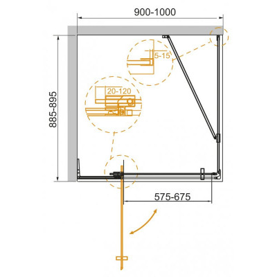 Душевой уголок 90x90-100x195см Cezares Slider SLIDER-AH-1-90-90/100-C-NERO