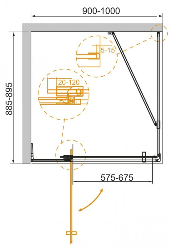 Душевой уголок 90x90-100x195см Cezares Slider SLIDER-AH-1-90-90/100-C-NERO
