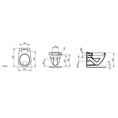 Подвесной унитаз с полочкой Ideal Standard Eurovit V340301, без сидения
