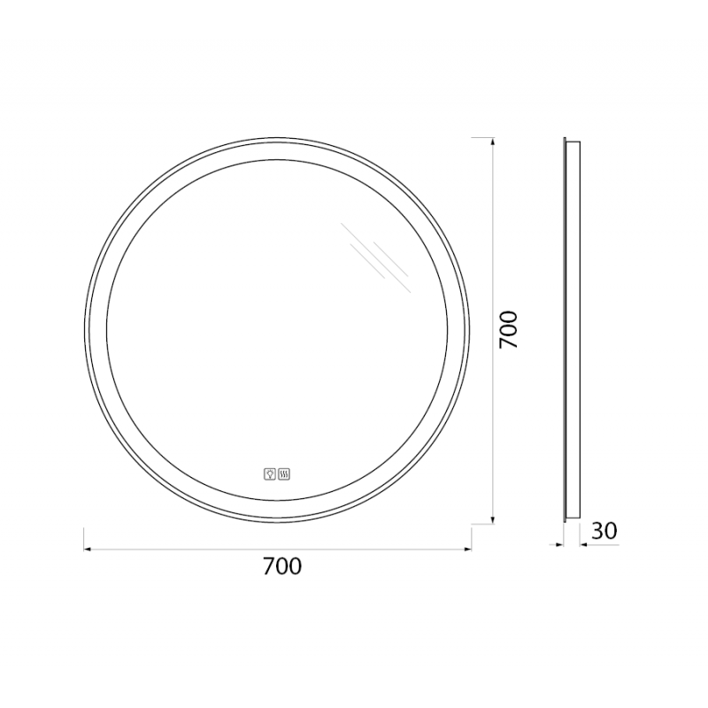 Зеркало с подсветкой и подогревом 70x70x3см Belbagno SPC-RNG-LED SPC-RNG-700-LED-TCH-WARM