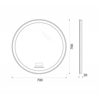 Зеркало с подсветкой 70x70x3см Belbagno SPC-RNG-LED SPC-RNG-700-LED-TCH-RAD