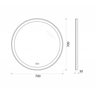 Зеркало с подсветкой 70x70x3см Belbagno SPC-RNG-LED SPC-RNG-700-LED-TCH