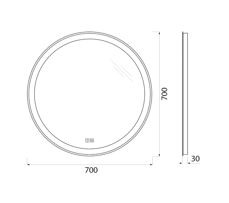 Зеркало с подсветкой 70x70x3см Belbagno SPC-RNG-LED SPC-RNG-700-LED-TCH