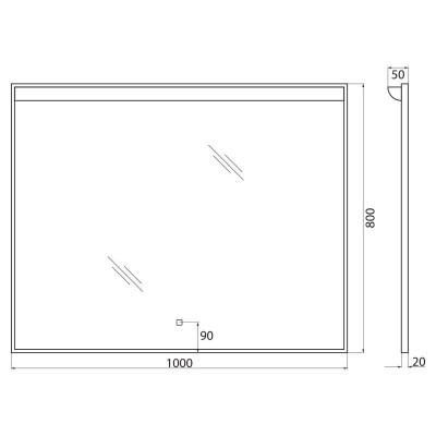 Зеркало с подсветкой 100x80x5см Belbagno SPC-UNO SPC-UNO-1000-800-TCH