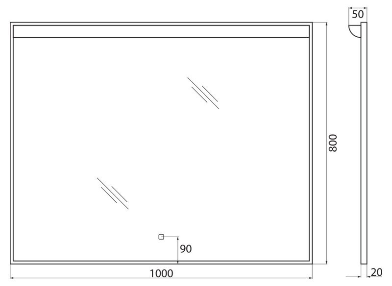 Зеркало с подсветкой 100x80x5см Belbagno SPC-UNO SPC-UNO-1000-800-TCH