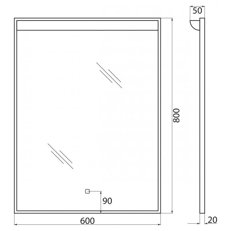Зеркало с подсветкой 60x80x5см Belbagno SPC-UNO SPC-UNO-600-800-TCH
