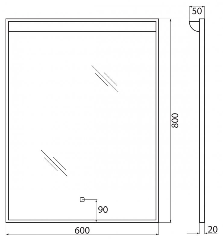 Зеркало с подсветкой 60x80x5см Belbagno SPC-UNO SPC-UNO-600-800-TCH