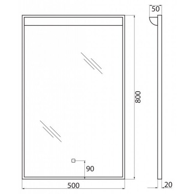 Зеркало с подсветкой 50x80x5см Belbagno SPC-UNO SPC-UNO-500-800-TCH